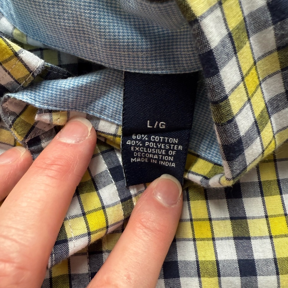 Chaps Yellow Plaid Button-Up Shirt - Picture 6 of 7
